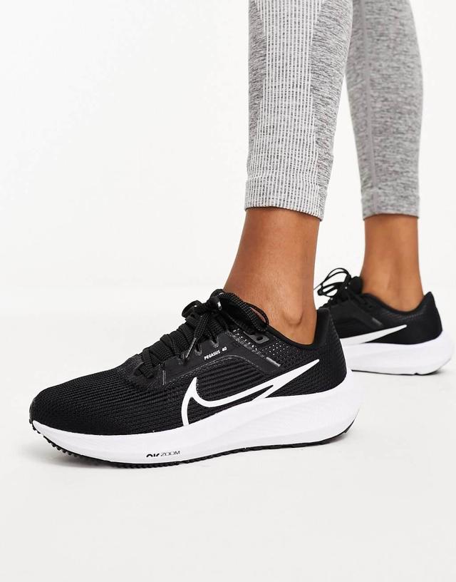 Nike Running Pegasus 40 sneakers in black and white  Product Image