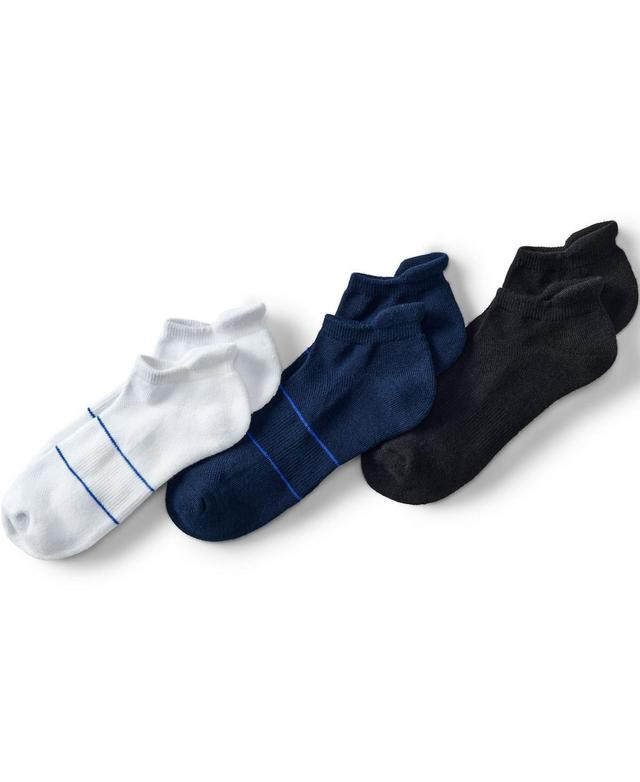 Mens Lands End Performance Ankle Socks 3-Pack Gray Grey Product Image