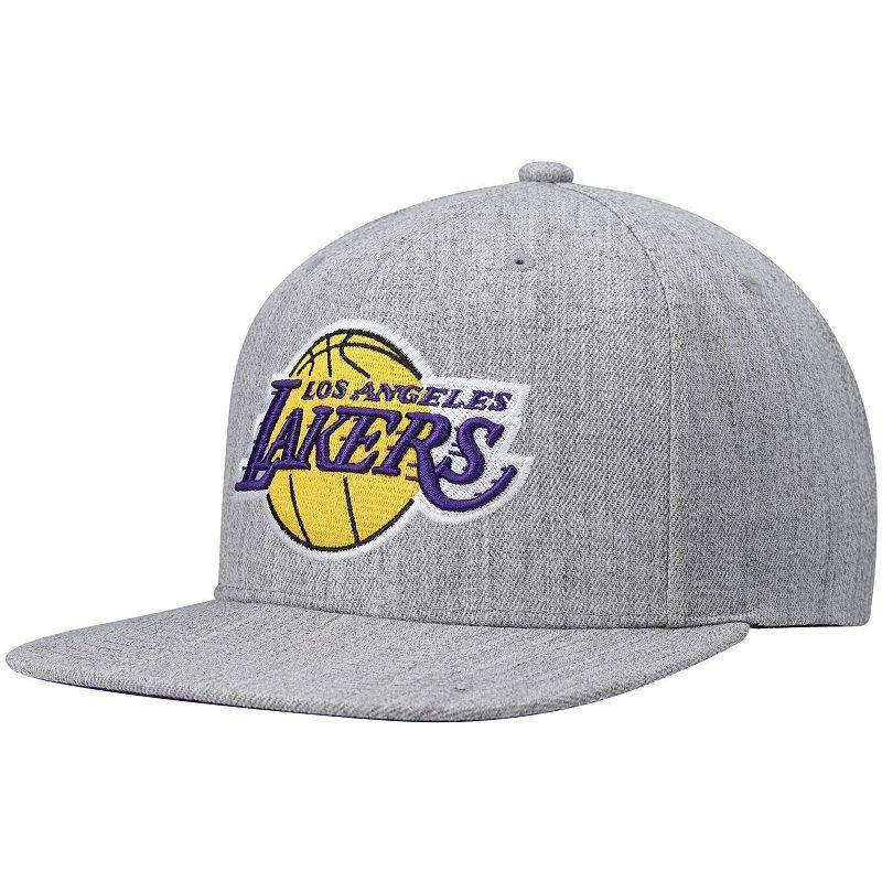 Mens Mitchell & Ness Heathered Gray Los Angeles Lakers 2.0 Snapback Hat Product Image