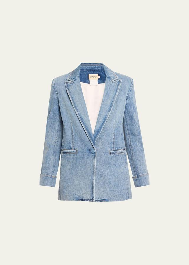 Alice + Olivia Justine Roll Cuff Denim Blazer Product Image