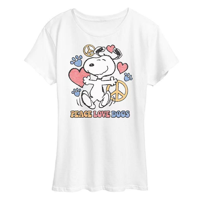 Womens Peanuts Snoopy Peace Love Dogs Graphic Tee Product Image