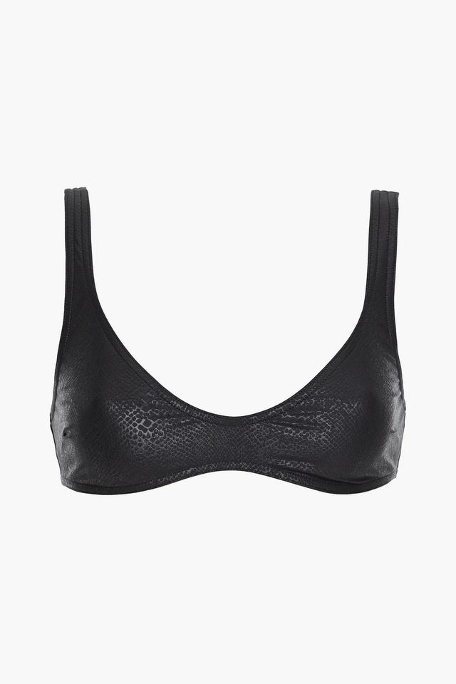 Snake-effect Triangle Bikini Top In Black Product Image