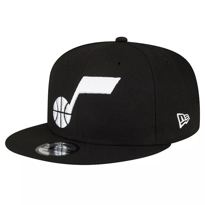 Mens New Era Utah Jazz Black & White 9FIFTY Snapback Hat Product Image