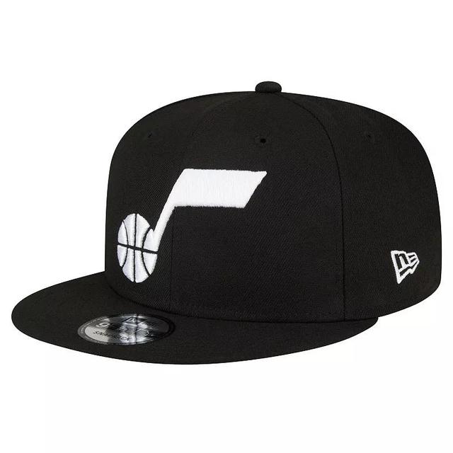 Mens New Era Utah Jazz Black & White 9FIFTY Snapback Hat Product Image