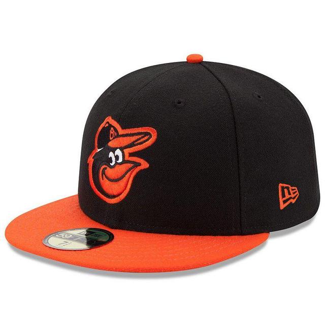 Mens New Era /Orange Baltimore Orioles Road Authentic Collection On-Field 59FIFTY Fitted Hat Product Image