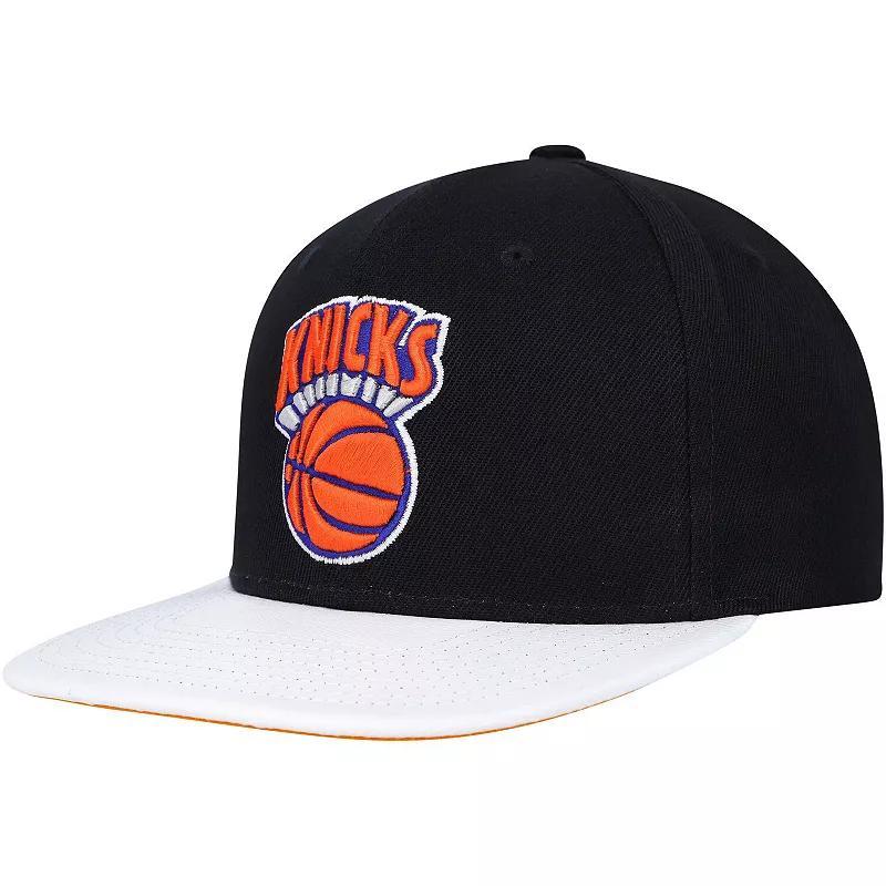 Mens Mitchell & Ness /White New York Knicks Hardwood ClassicsWear Away VisorSnapback Hat Product Image