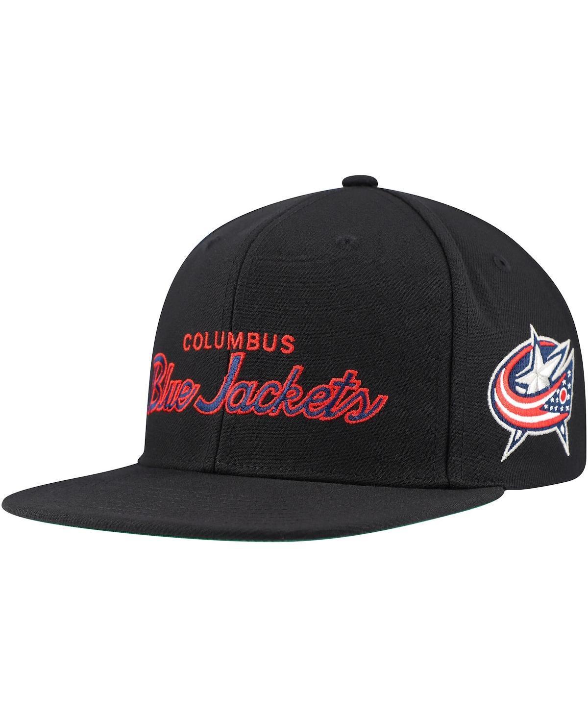 Mens Mitchell & Ness Black Columbus Blue Jackets Core Team Script 2.0 Snapback Hat Product Image