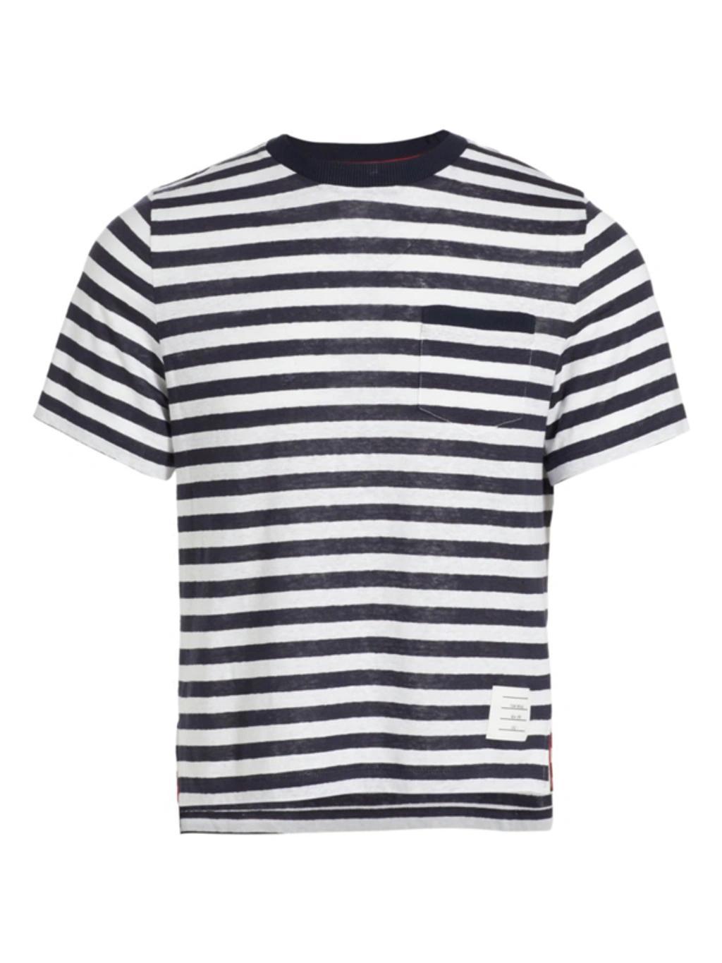 Blue Striped Cotton T-shirt In Navy Product Image