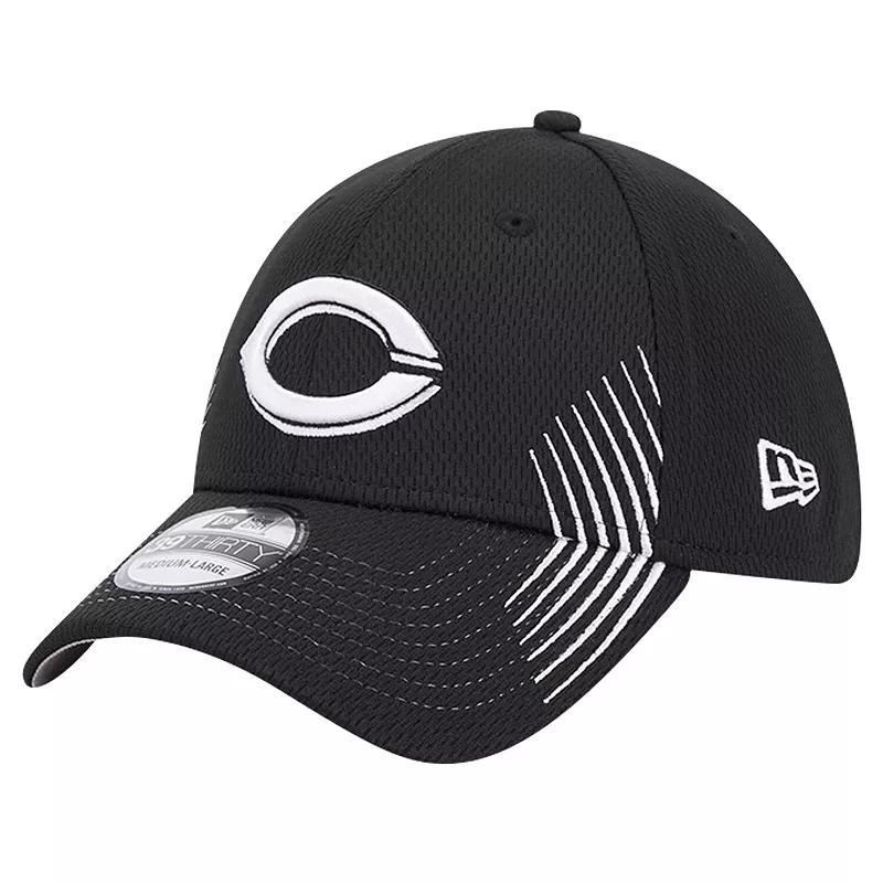 Mens New Era Black Cincinnati Reds Active Dash Mark 39THIRTY Flex Hat Product Image