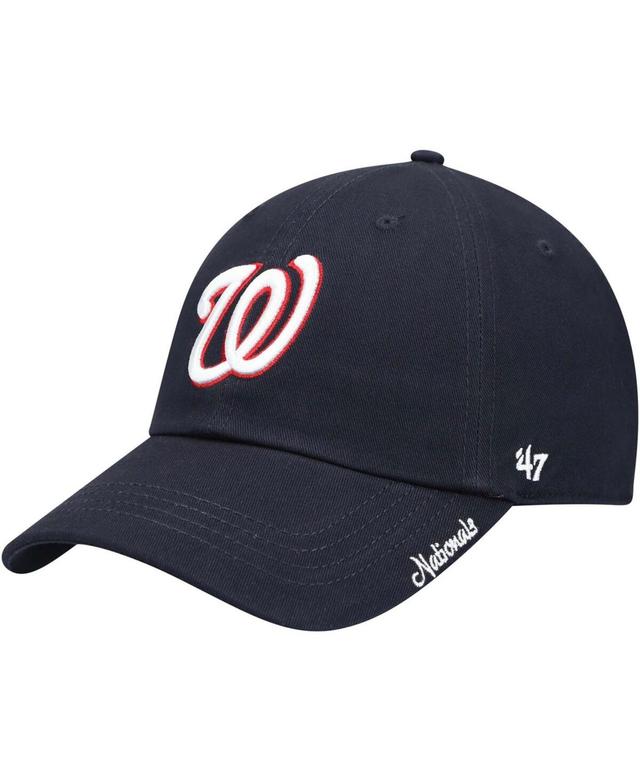 Womens Navy Washington Nationals Team Miata Clean Up Adjustable Hat Product Image