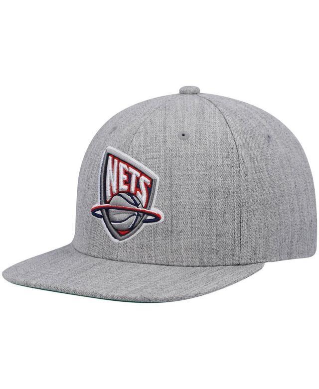 Mens Mitchell & Ness Heathered Gray New Jersey Nets Hardwood Classics Team 2.0 Snapback Hat Product Image