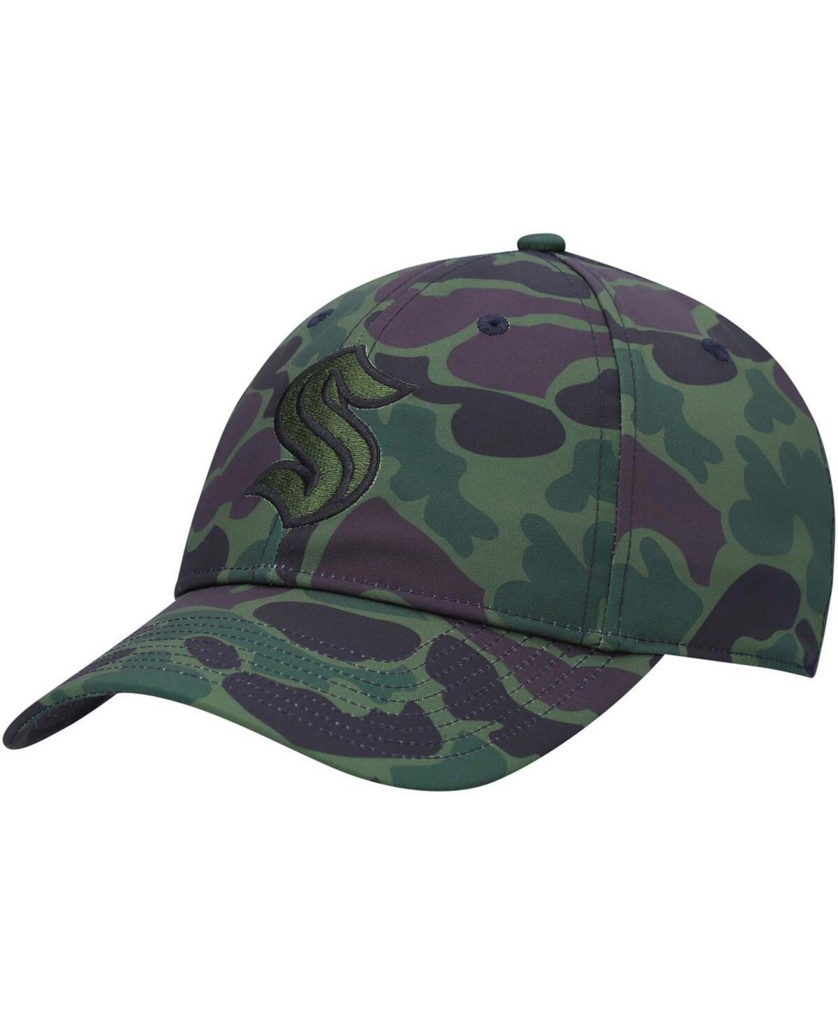 Mens adidas Camo Seattle Kraken Locker Room Primegreen Slouch Adjustable Hat Product Image