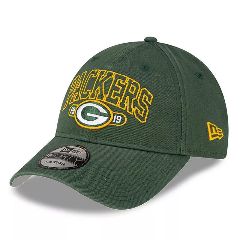 Mens New Era Green Green Bay Packers Outline 9FORTY Snapback Hat Product Image