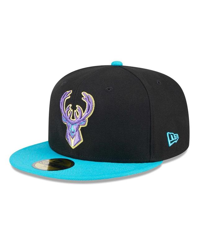 Mens New Era Black/Turquoise Milwaukee Bucks Arcade Scheme 59FIFTY Fitted Hat Product Image