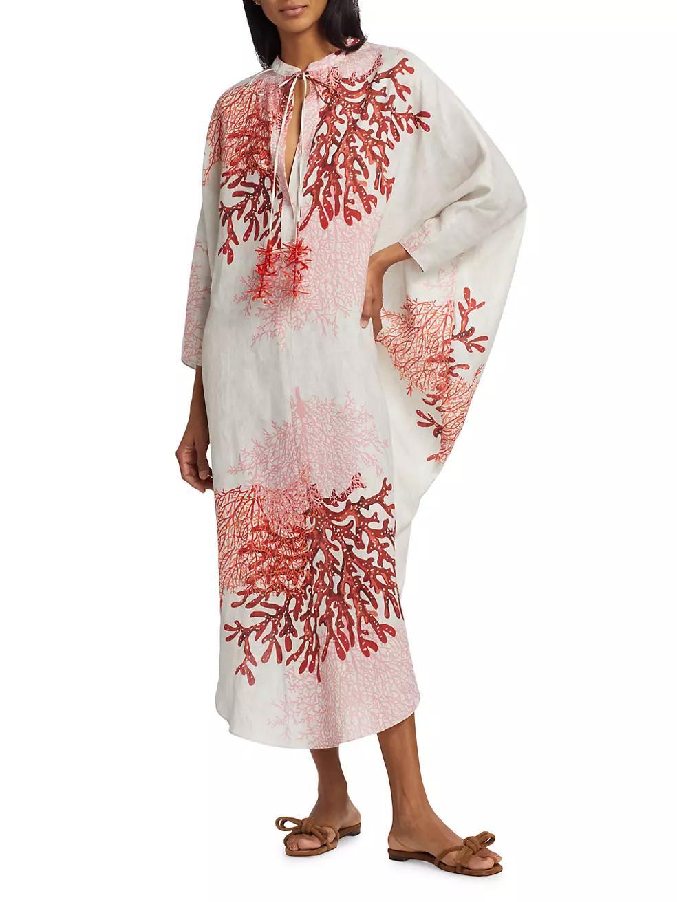 Elea Silk Coral Print Tunic Dress Product Image