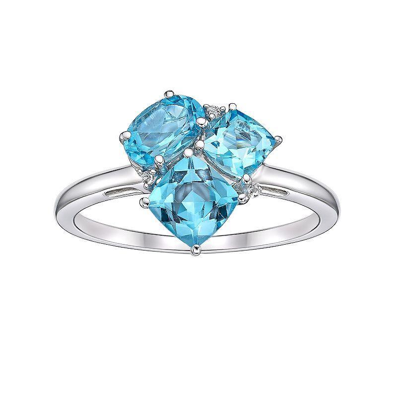 Gemminded Sterling Silver Blue Topaz & White Topaz Cluster Ring, Womens Product Image