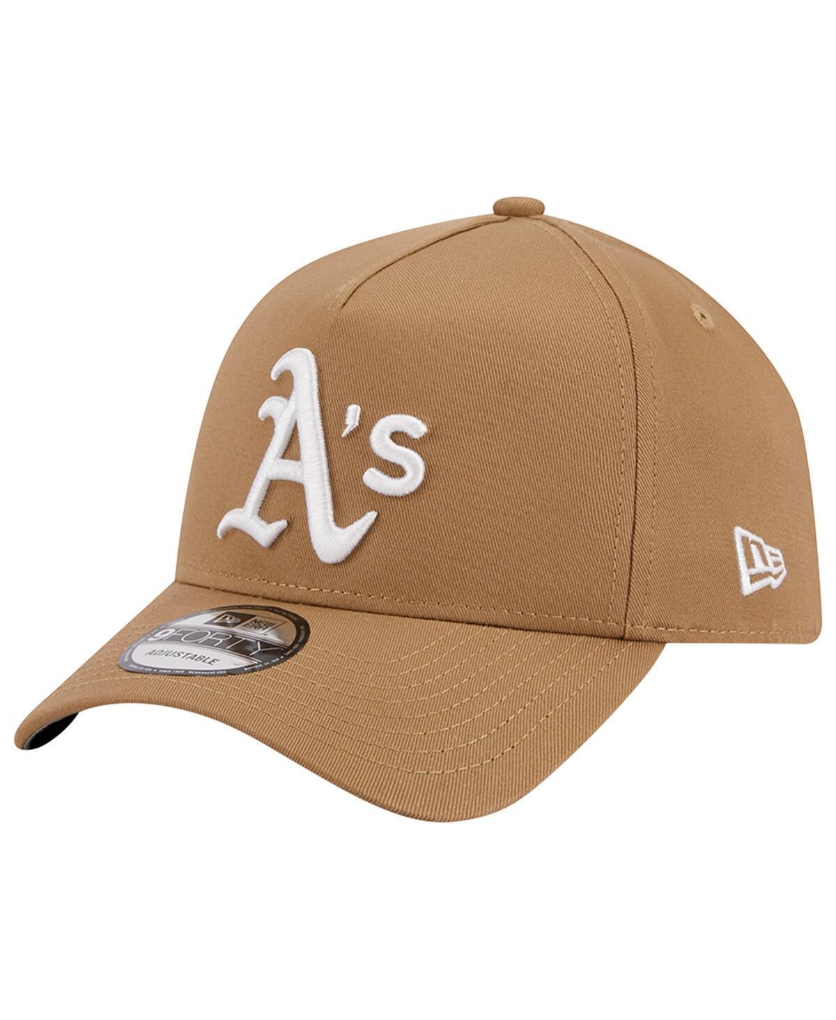 Mens New Era Khaki Oakland Athletics A-Frame 9FORTY Adjustable Hat Product Image