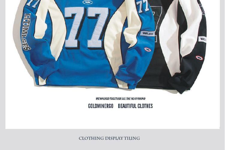 V-Neck Numbering Sweatshirt Product Image