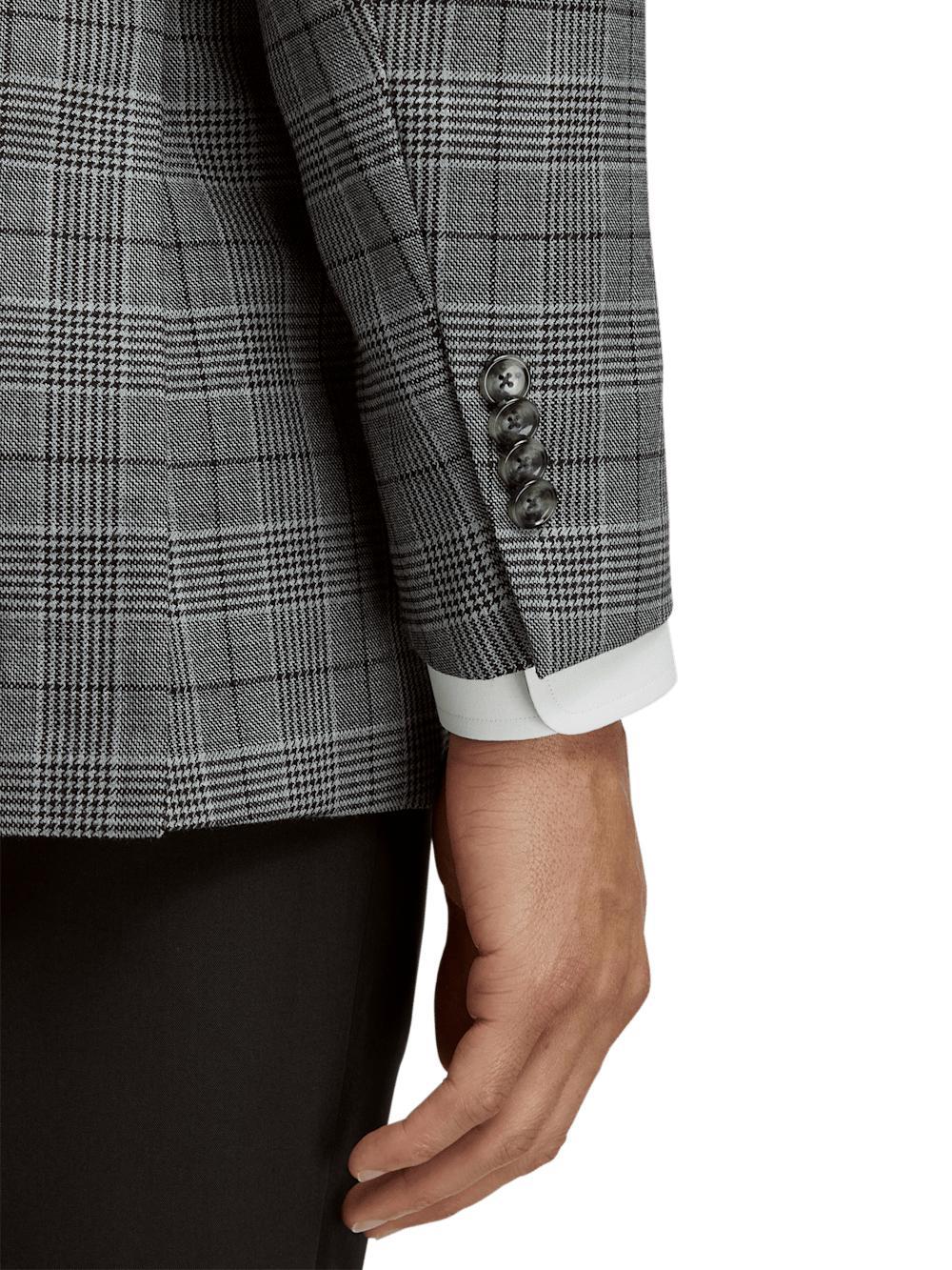 Wool Plaid Single Breasted Notch Lapel Sport Coat - Black/grey Product Image