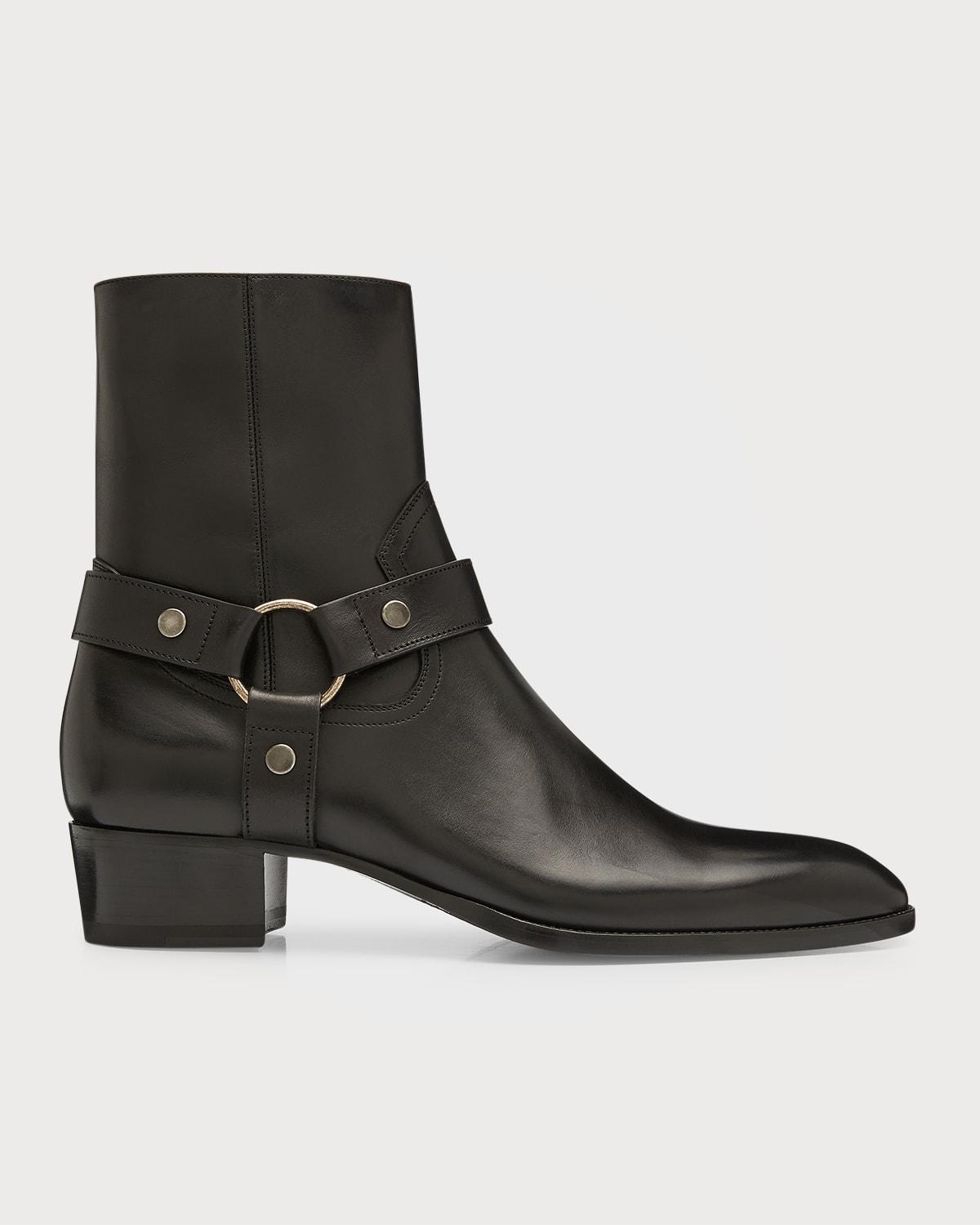 Saint Laurent Mens Wyatt Leather Harness Boots Product Image