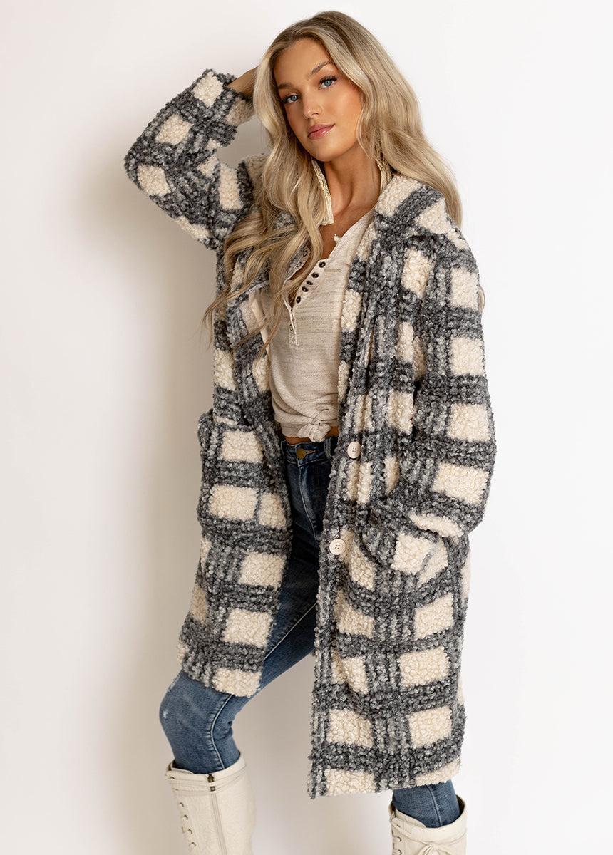 Gertie Coat in Gray Plaid Product Image