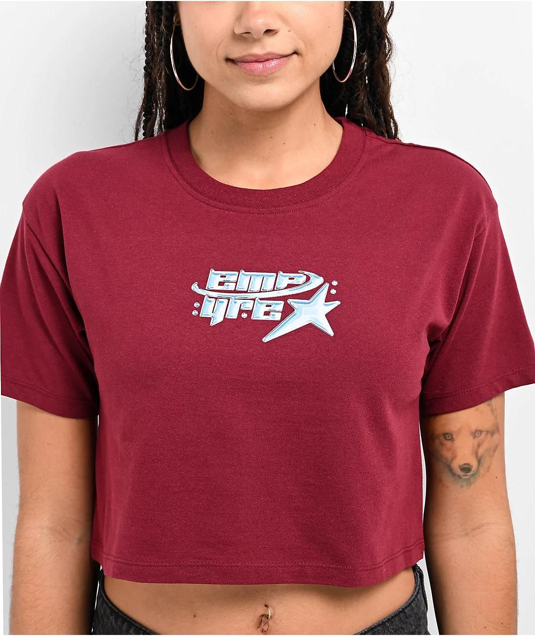 Empyre Y2K Star Maroon Crop T-Shirt Product Image