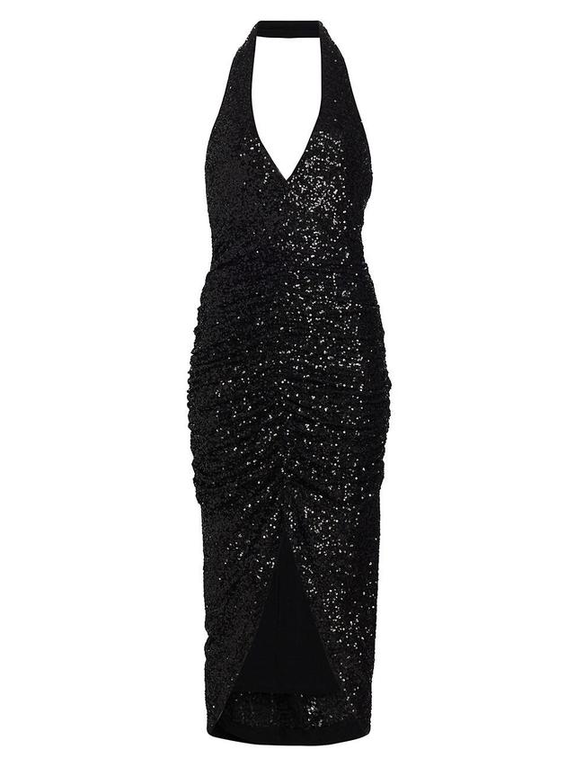 Susana Monaco Sequin Plunge Neck Halter Dress Product Image