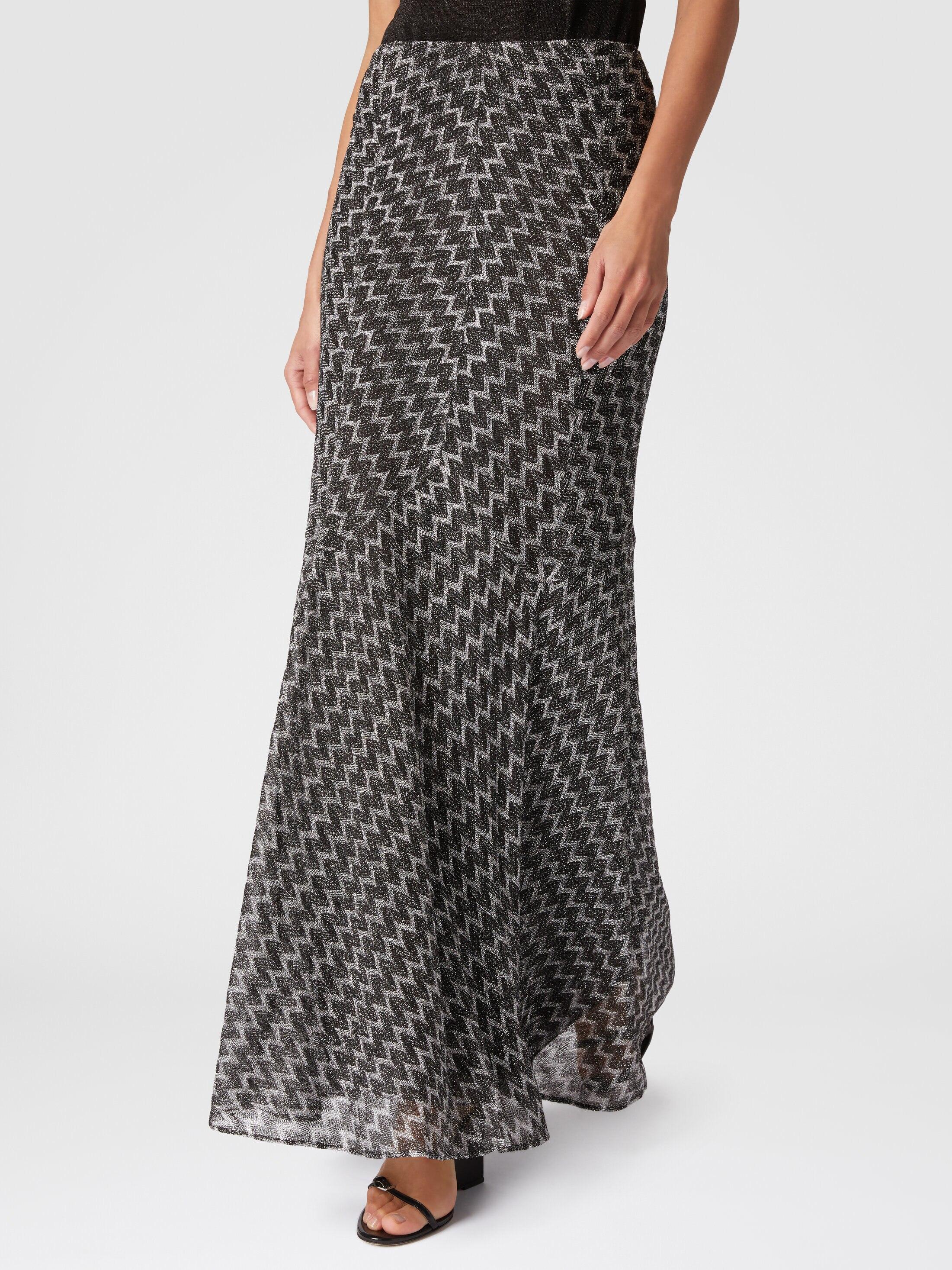 Long flared skirt in zig zag lamé viscose blend Product Image