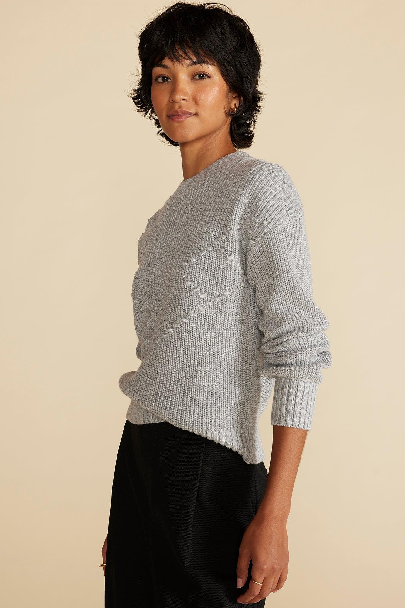 Madella Pom Pom Organic Cotton Sweater - Heather Grey Product Image