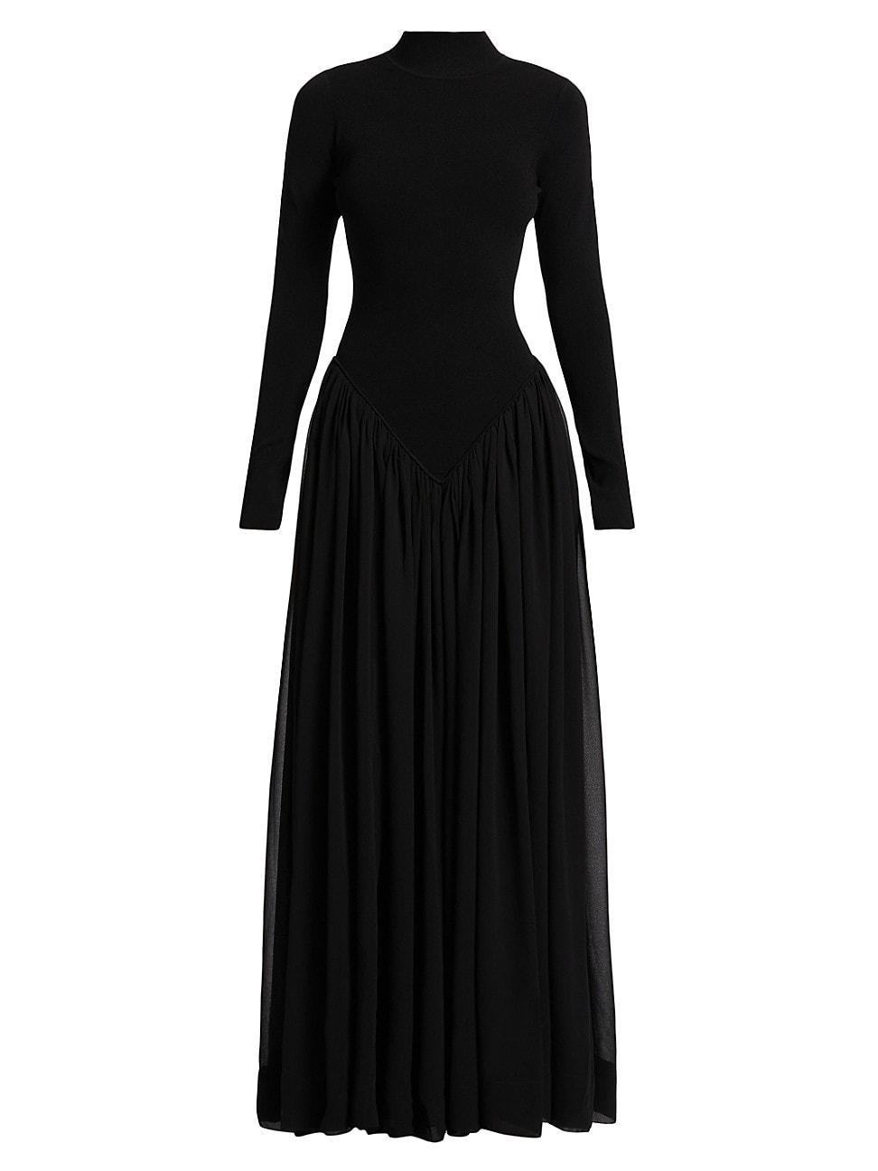 Womens Speck Mock Turtleneck Pleated Gown Product Image