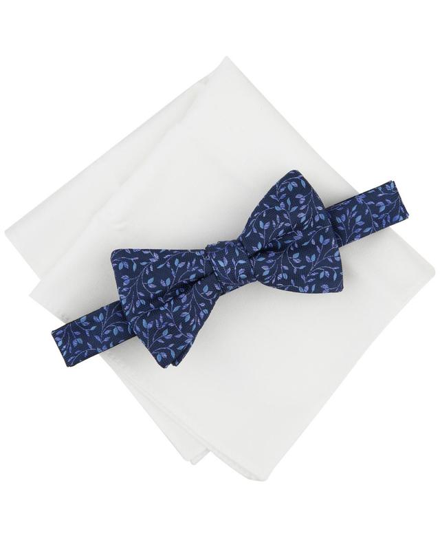 Bar Iii Mens Powell Vine Bow Tie & Solid Pocket Square Set, Created for Macys Product Image