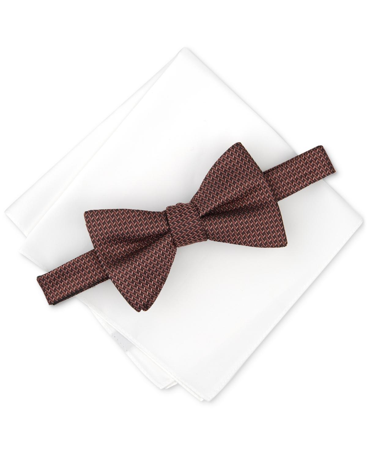 Alfani Mens Mini-Vine Bow Tie & Solid Pocket Square Set, Created for Macys Product Image