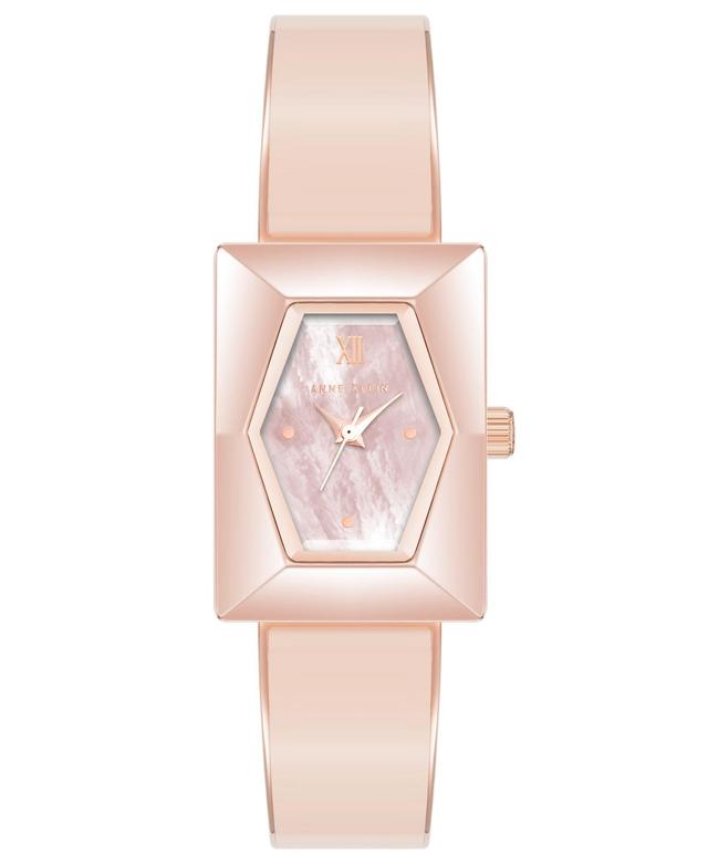 Anne Klein Womens Quartz Rose Gold-Tone Alloy with Blush Enamel Bangle Watch, 20.5mm - Two-tone Product Image