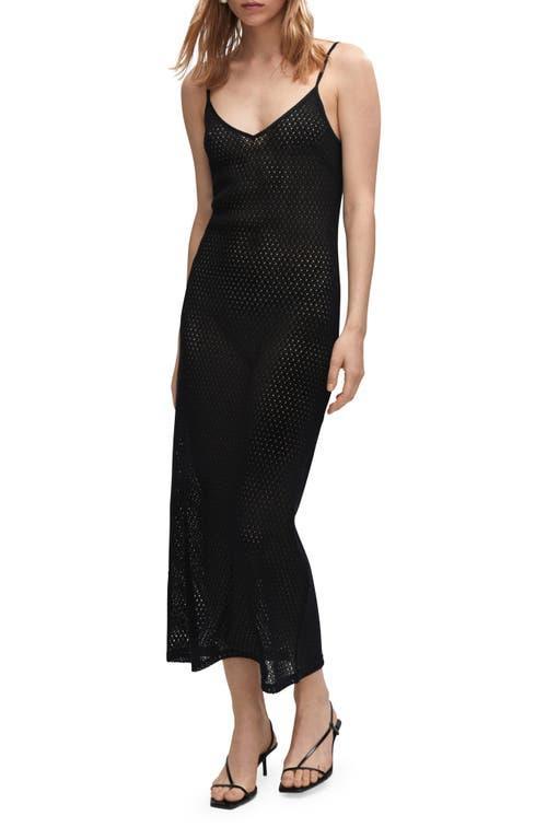 MANGO Sheer Openwork Knit Body-Con Dress Product Image