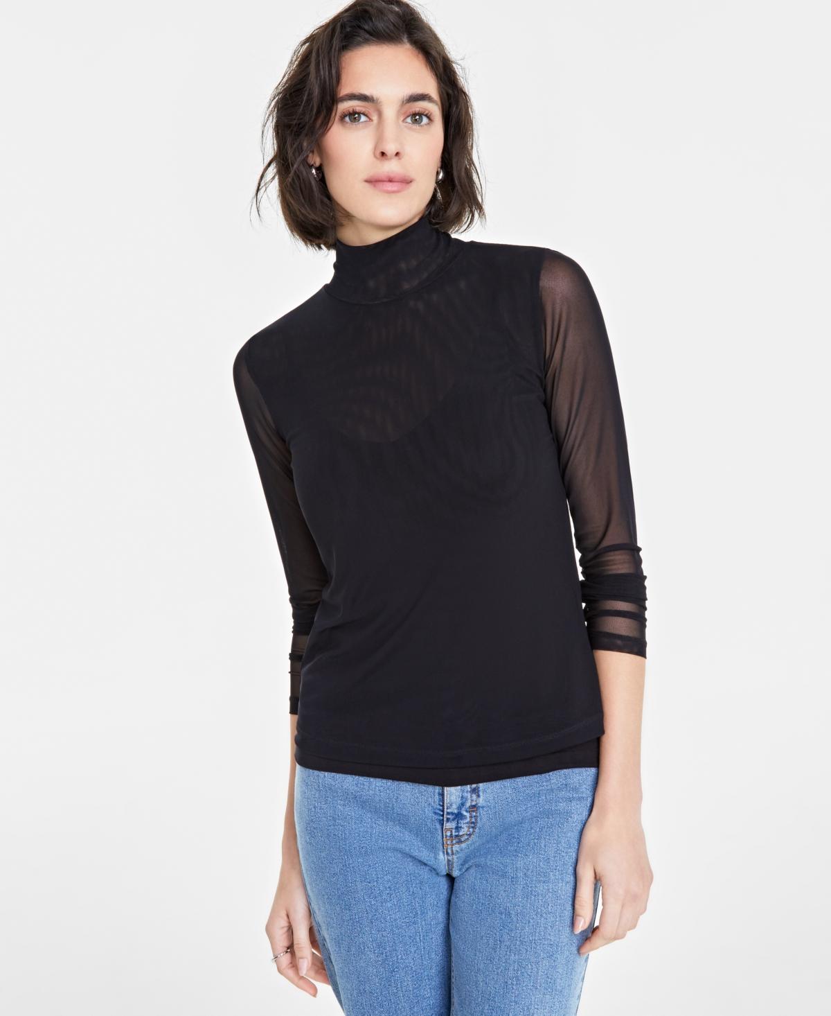 On 34th Womens Mock-Neck Mesh Top, Created for Macys Product Image