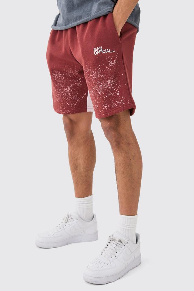 Relaxed Fit Paint Splatter Gusset Short | boohooMAN USA Product Image