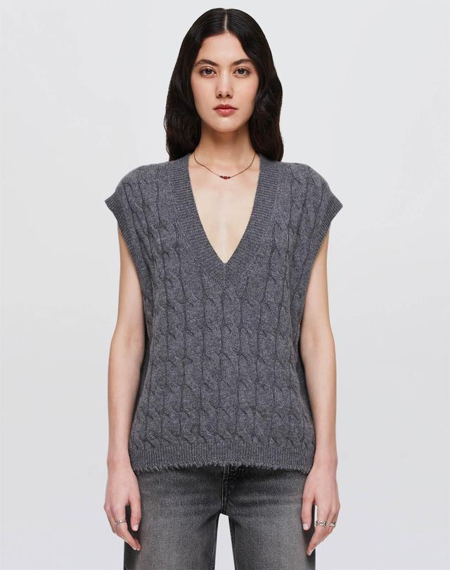 Cashmere Cable Vest - Grey Heather Product Image