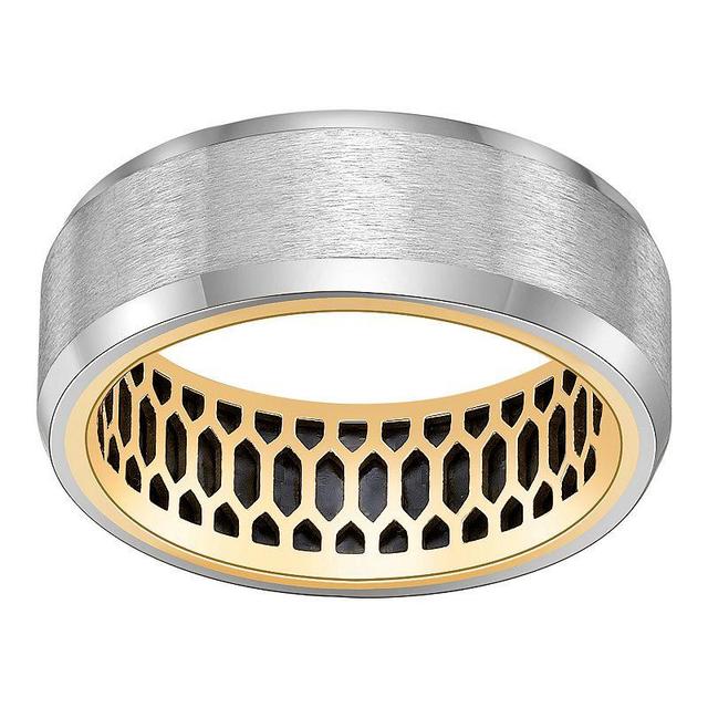 LYNX Mens Stainless Steel Ring with Gold Tone Ion-Plated Interior Two Tone Product Image