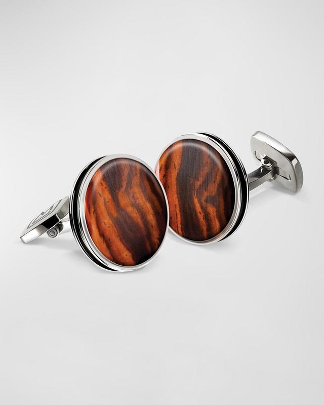 Mens Cocobolo Wood Round Cufflinks Product Image