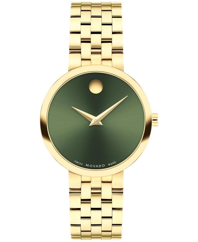 Movado Women Museum Classic Swiss Quartz Gold Pvd 29.5mm Watch - Green Dial Product Image