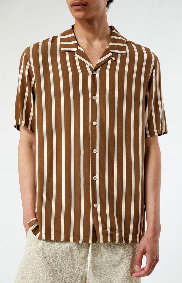 Men's Striped Camp Shirt - Product Image