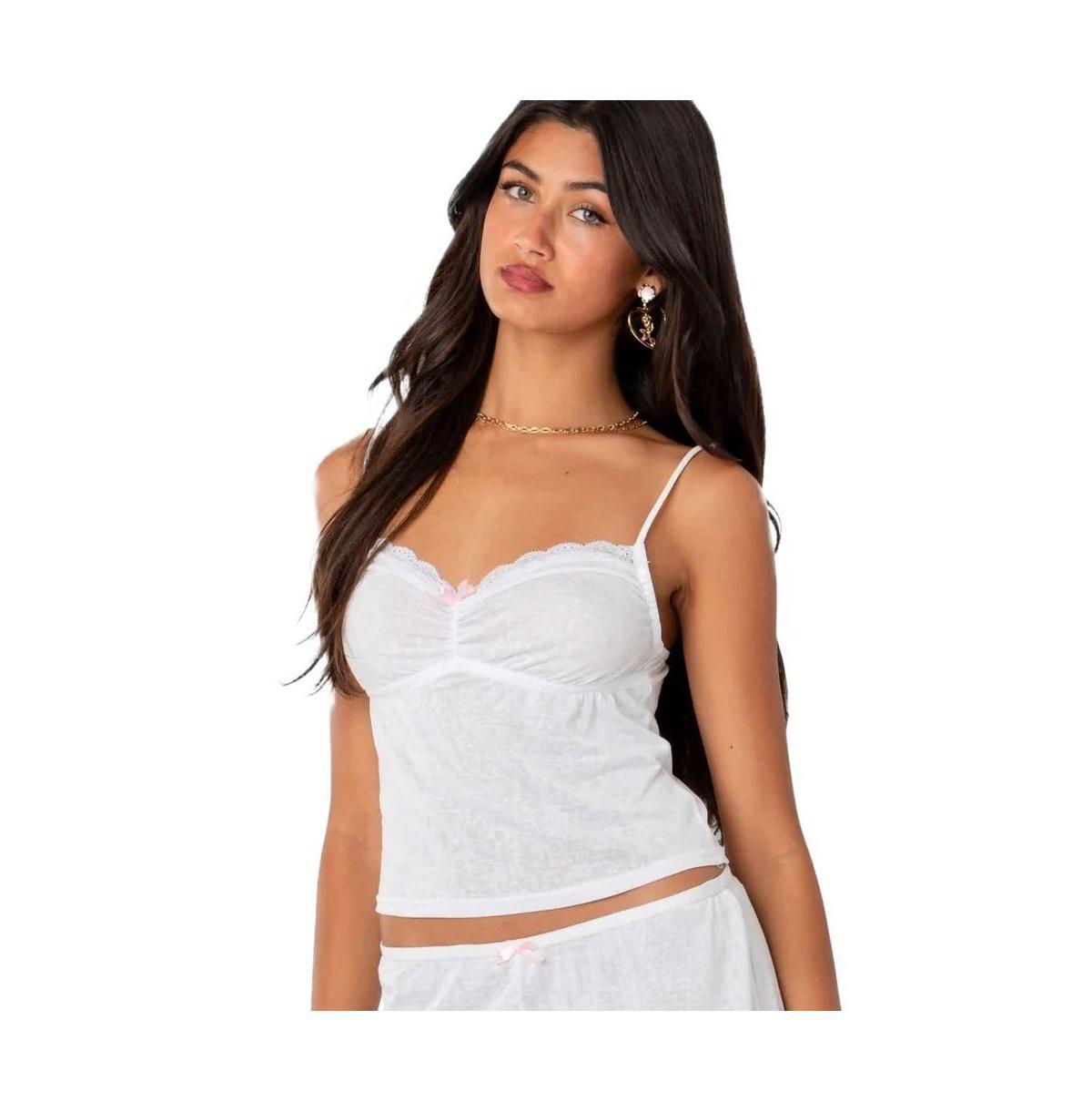 EDIKTED Carla Ruched Lace Trim Camisole Product Image