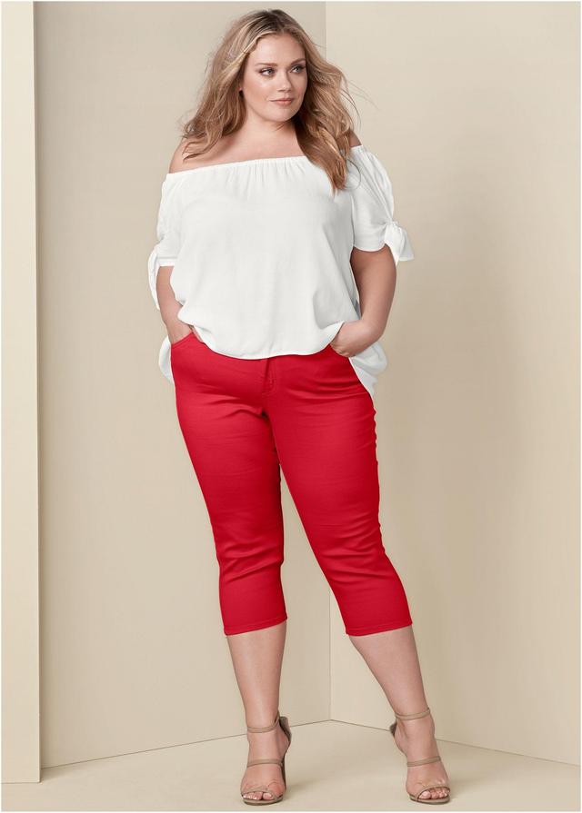 Cindy Capri Jeans - Red Product Image