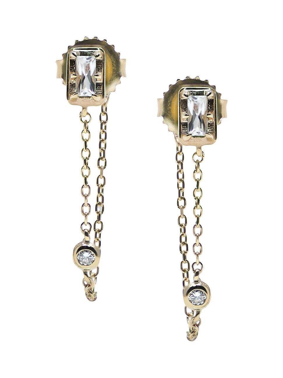 Anzie Clo Chain Drop Diamond Front/Back Earrings Product Image