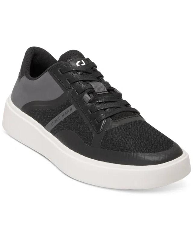 COLE HAAN Men's Grand Crosscourt Winner Mixed-media Lace-up Sneakers In Black,gray Pinstripe,ivory Product Image