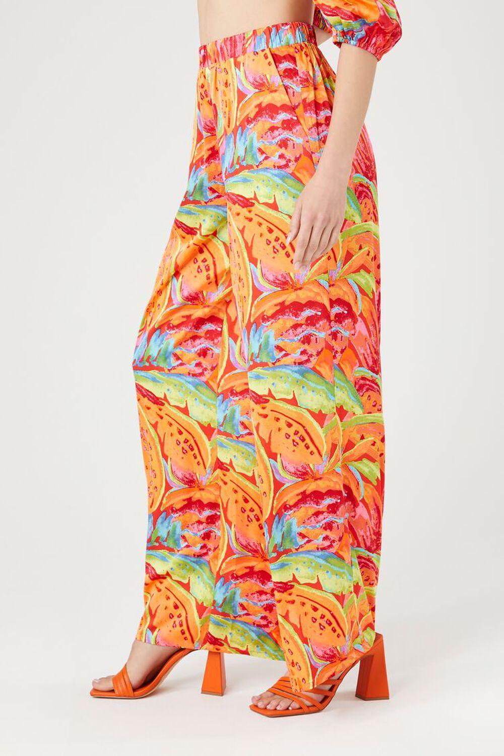 Satin Tropical Leaf Print Pants | Forever 21 Product Image