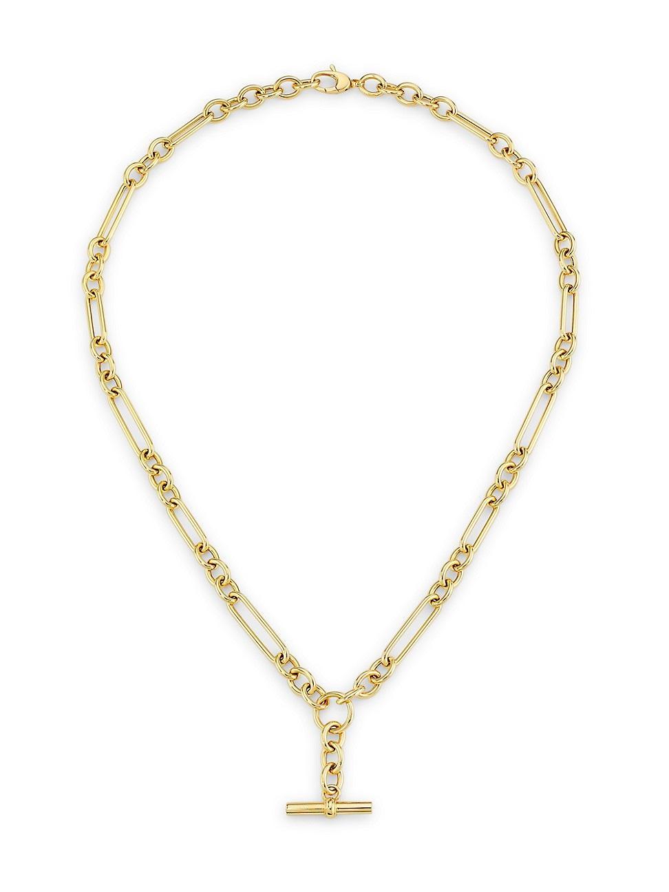 Womens 14K Yellow Gold Mixed-Link Lariat Necklace Product Image