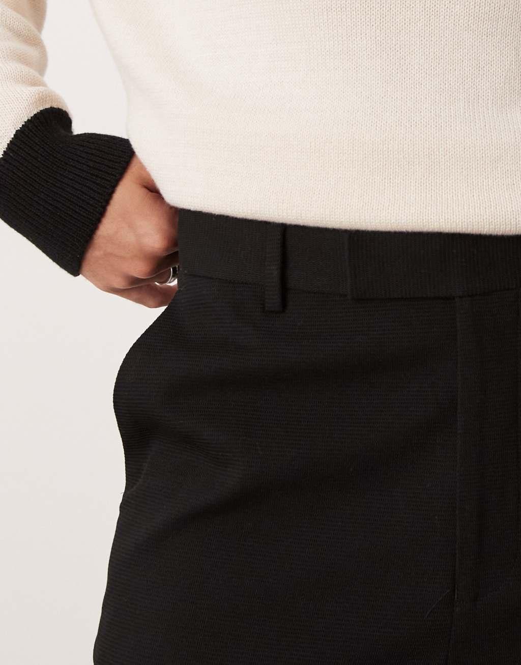 ASOS DESIGN oversized tapered textured dress pants in black Product Image