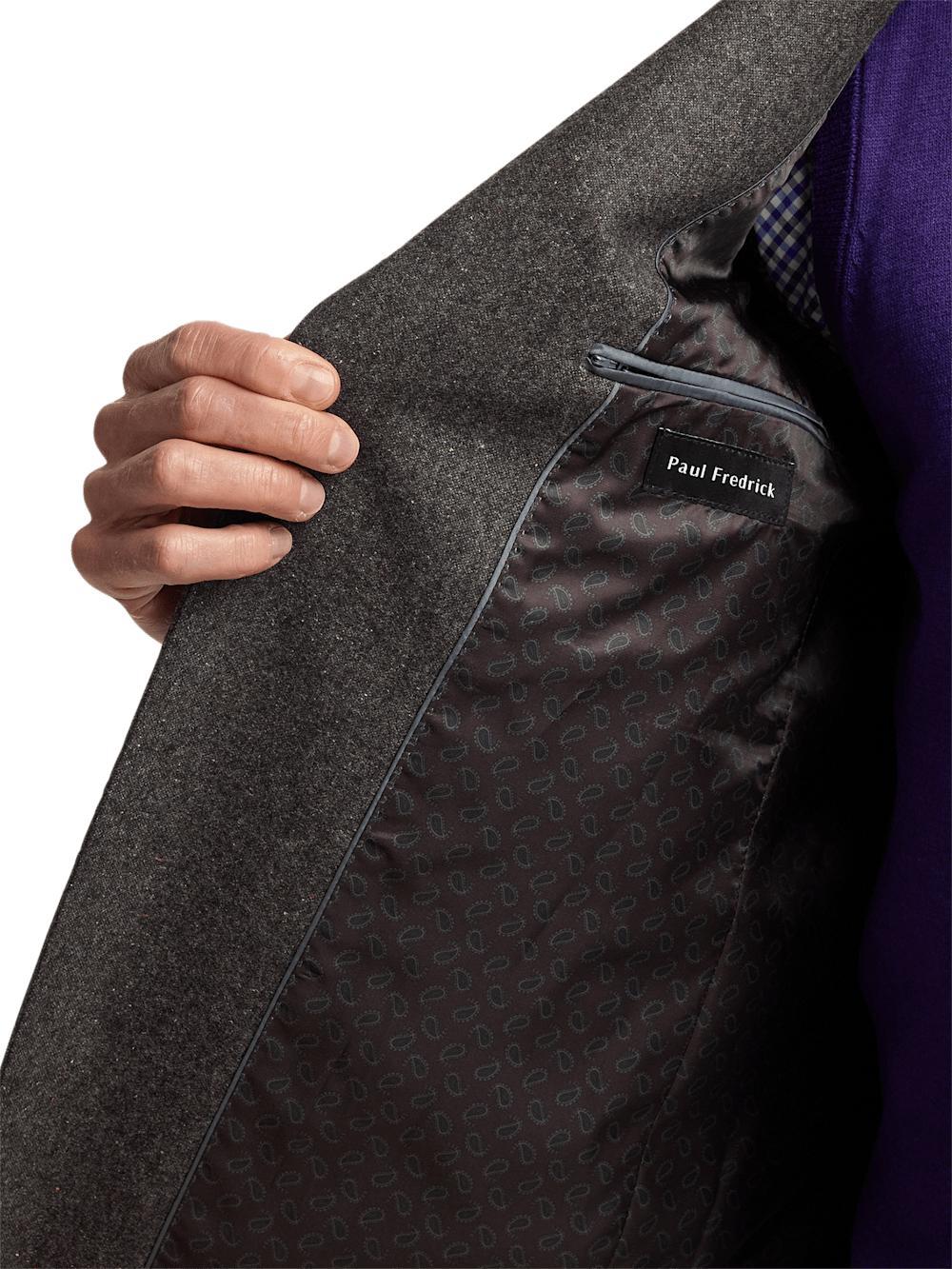 Wool Blend Donegal Single Breasted Notch Lapel Sport Coat - Charcoal Product Image