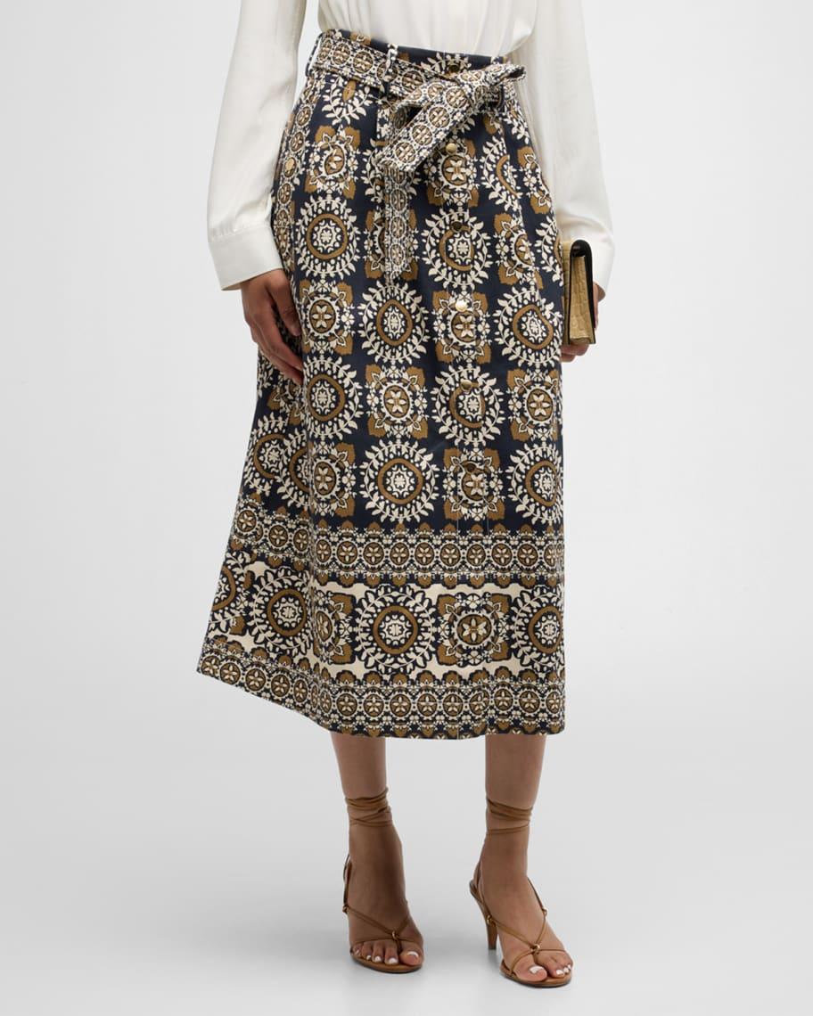 Oslo Floral Tie-Belt Midi Skirt with Pockets product image